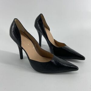 Colin Stuart black embossed pointed toe stiletto heel womens 9